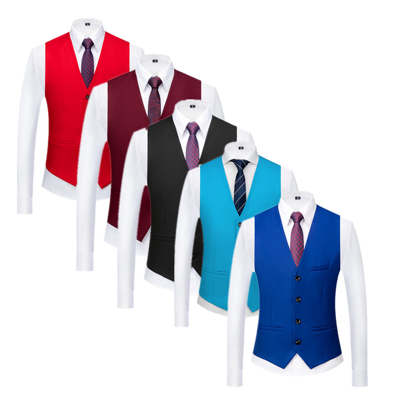 Men'S Grooming And Style - Pure Color Formal Suit Vest Black