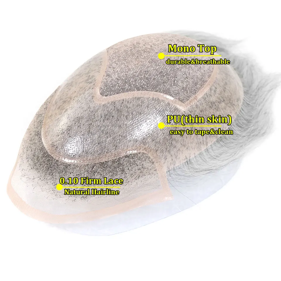 #1B80 Grey Men Toupee Human Ha - Men'S Grooming Tape ulasan dan harga