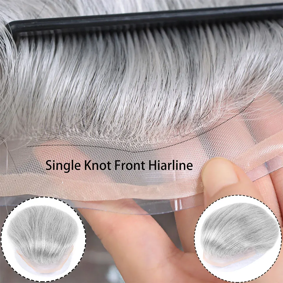 #1B80 Grey Men Toupee Human Ha - Men'S Grooming Tape ulasan dan harga