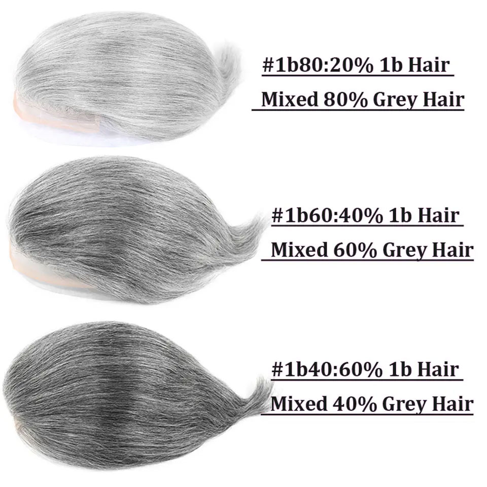 #1B80 Grey Men Toupee Human Ha - Men'S Grooming Tape ulasan dan harga