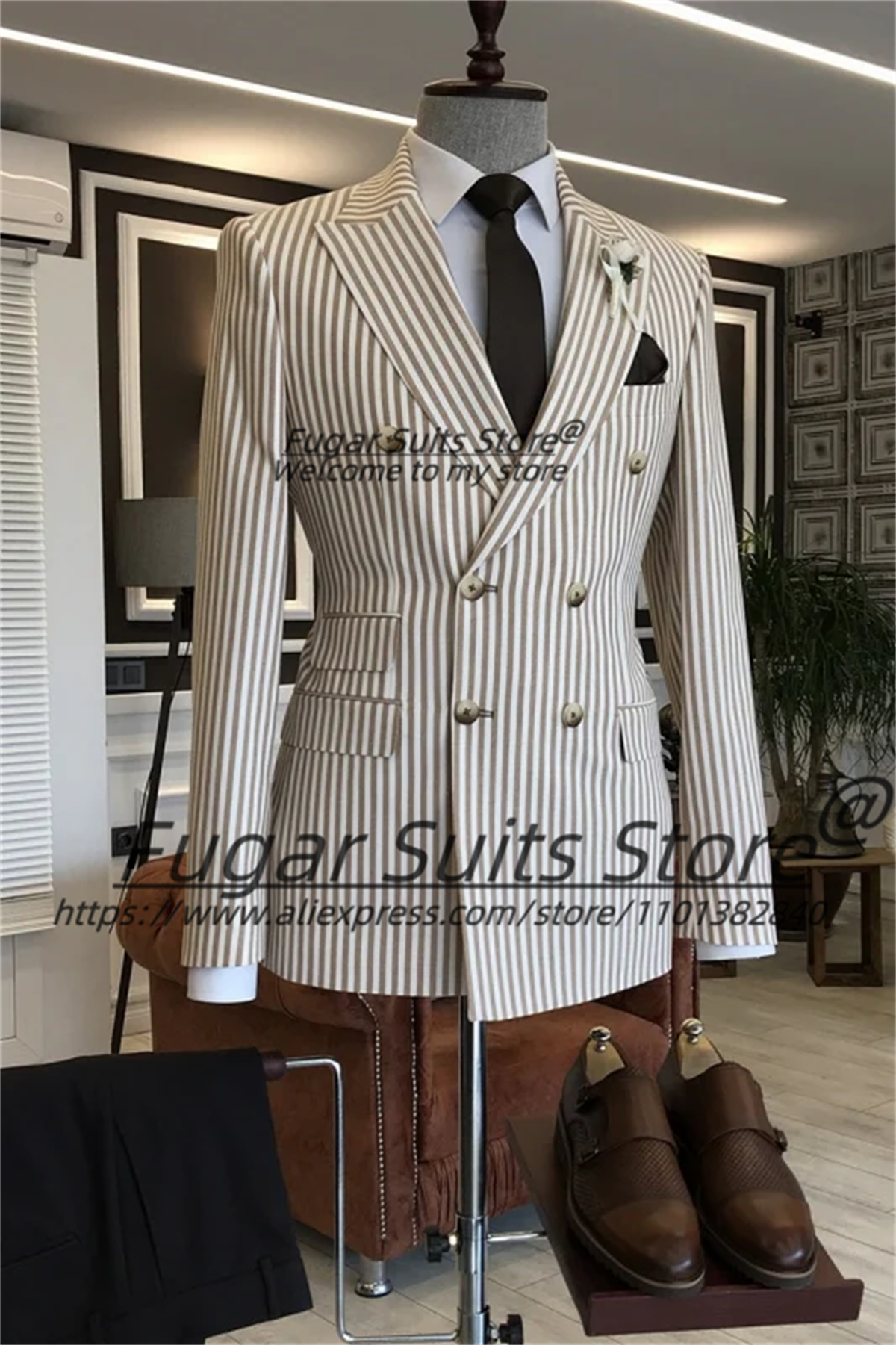 French style Business Stripe M - Men'S Grooming And Style ulasan dan harga