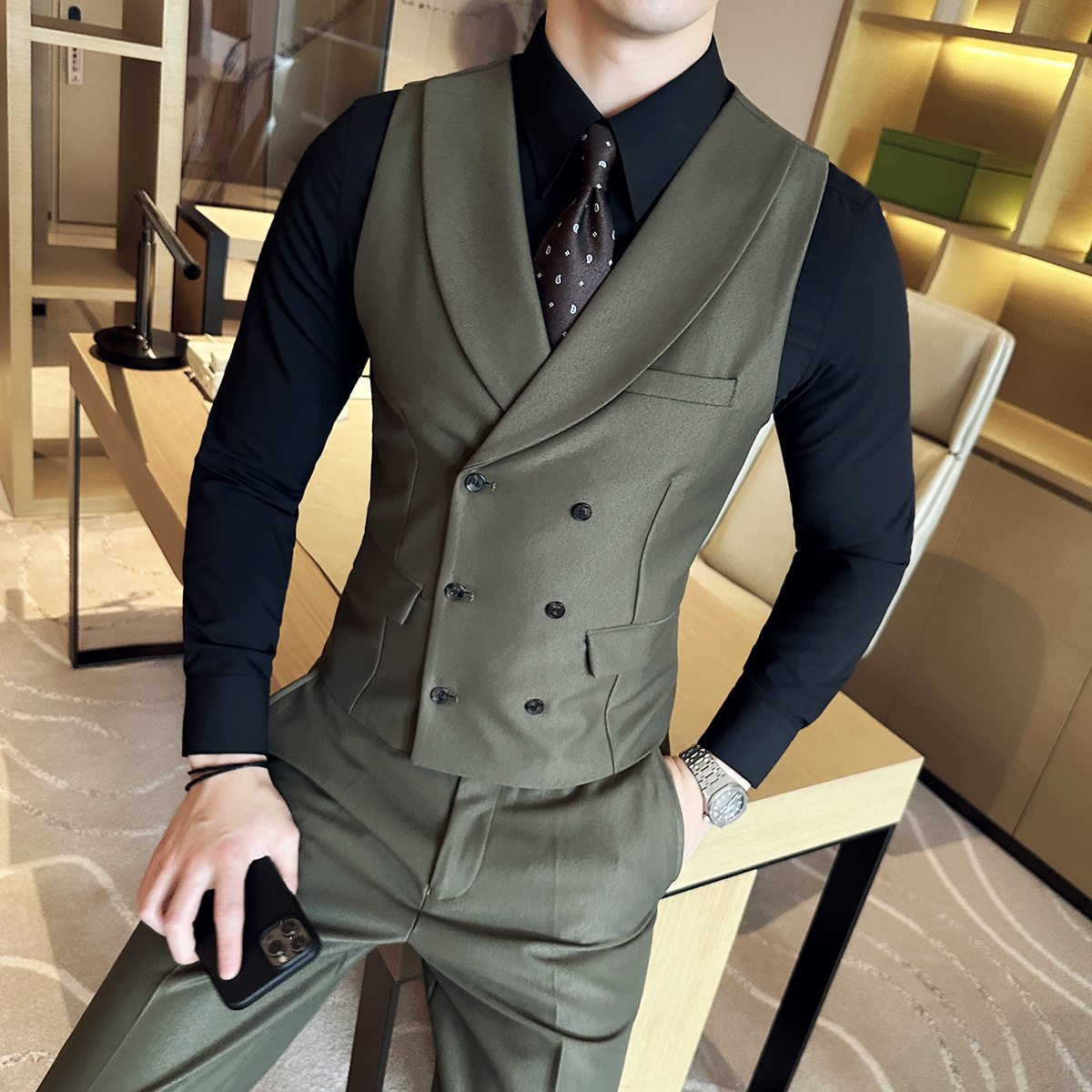 ( Vest + Pants) Men Luxury Dou - Men'S Grooming And Style ulasan dan harga