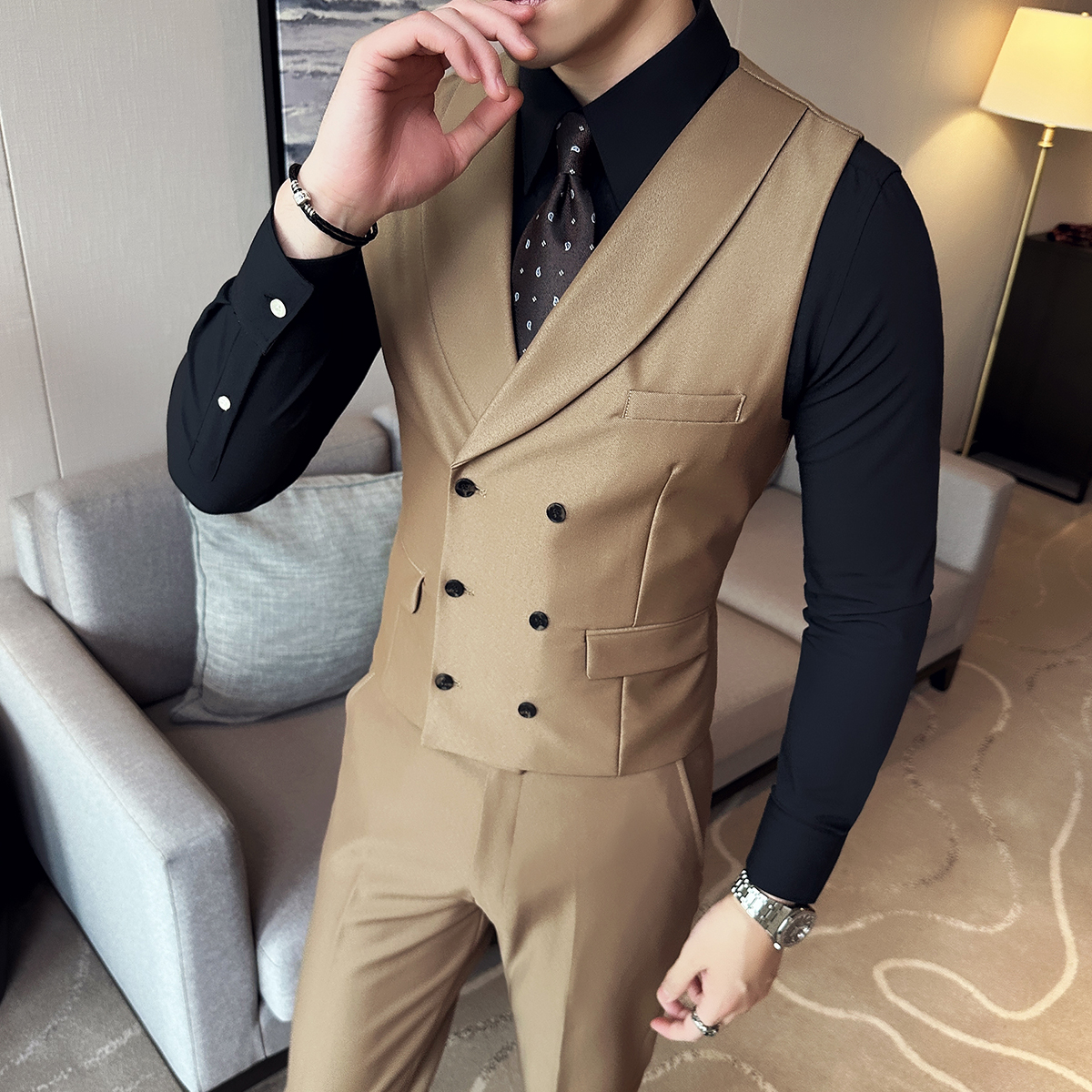 ( Vest + Pants) Men Luxury Dou - Men'S Grooming And Style ulasan dan harga
